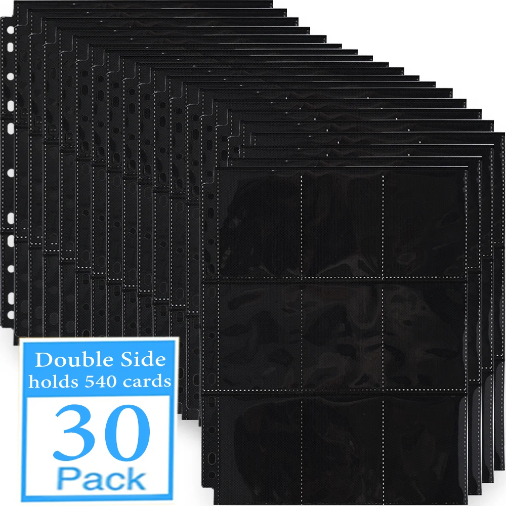 Double Side Black Binder Pages A4 Size 9 Pocket Trading Gaming Card Sleeves Storage Album ID Card Holder Idol Photo Collection
