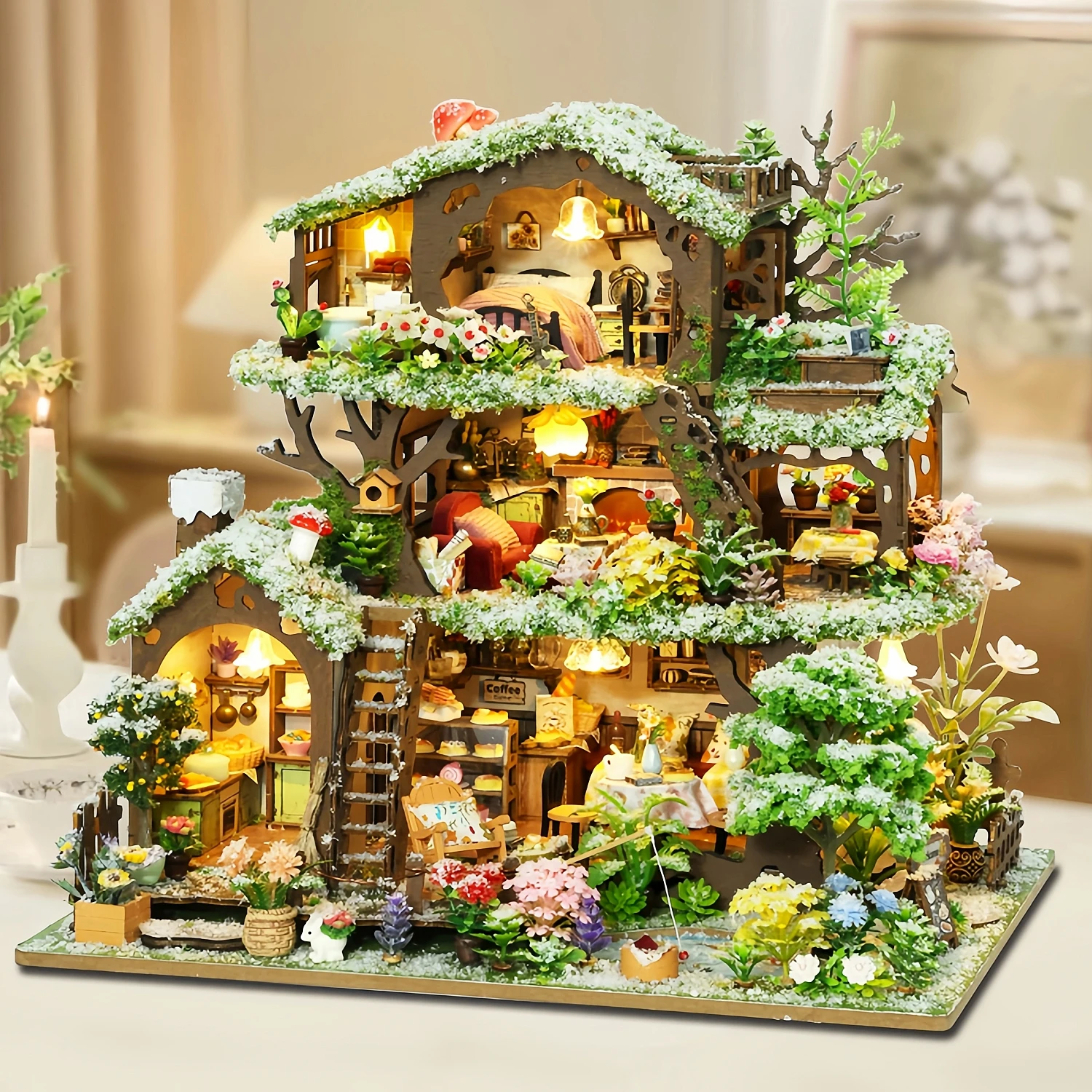 Woodworking Kits For Kids - Handmade Winter Snow Treehouse Villa DIY