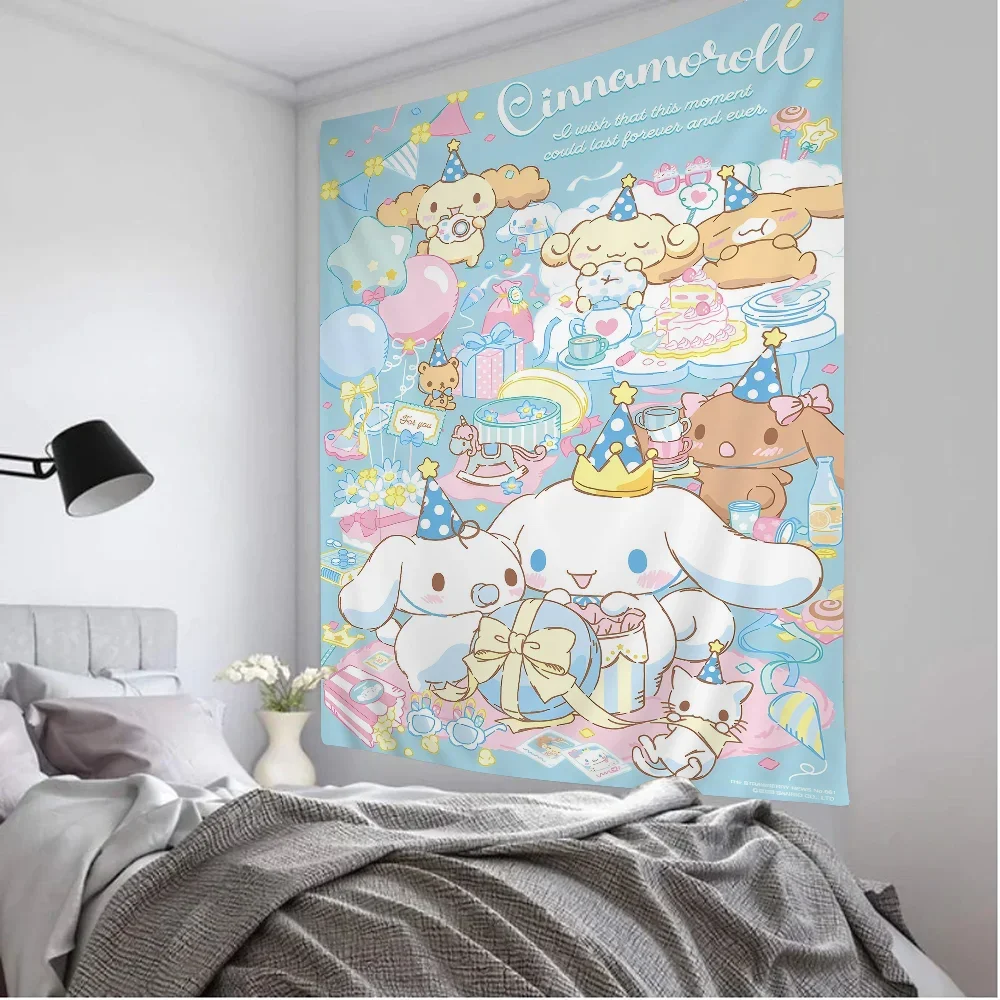 

Kawaii C-Cinnamoroll Cartoon Cute Tapestry Anime Tapestry Hippie Flower Wall Carpets Dorm Decor Wall Hanging Home Decor