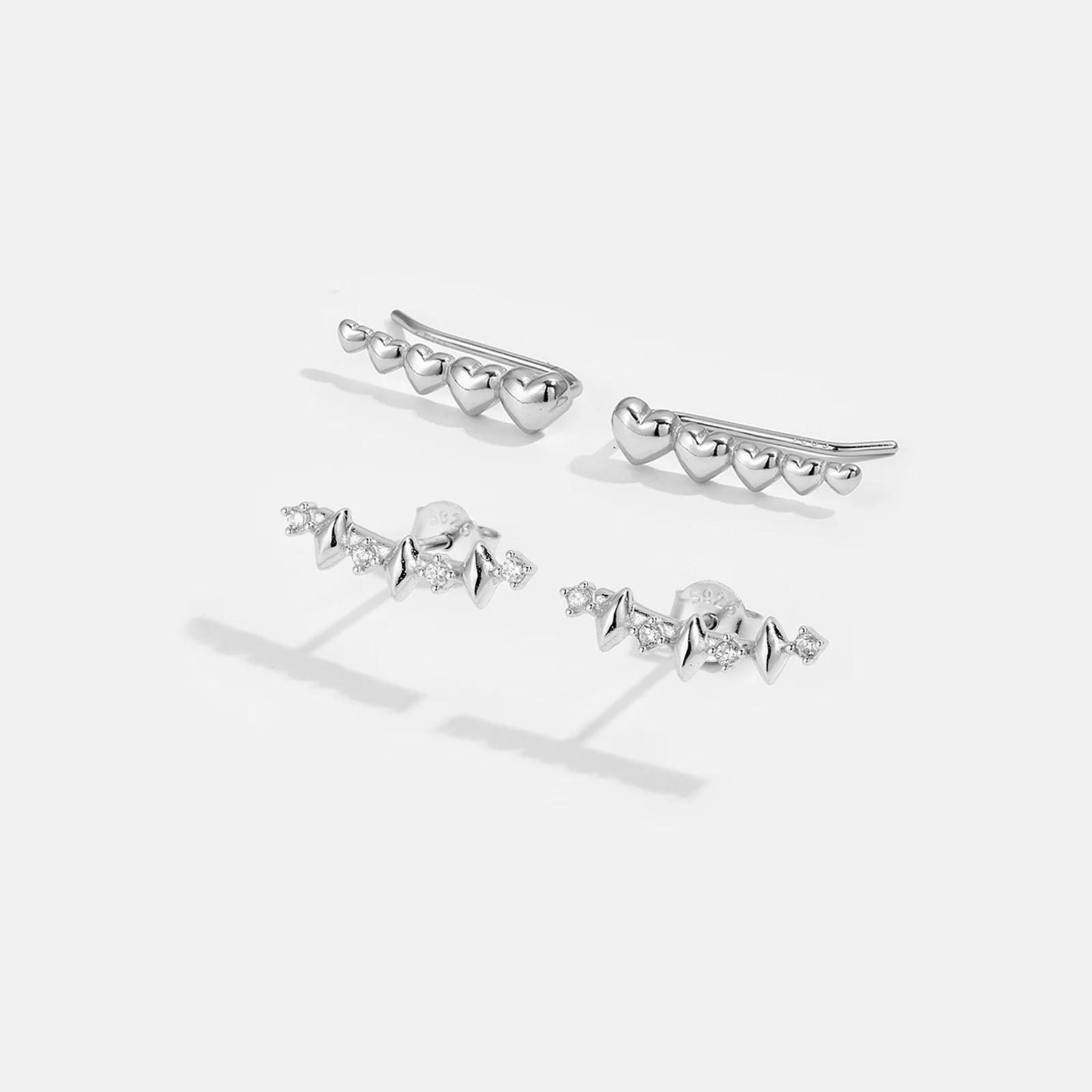 

VEWANT Women 925 Sterling Silver Heart Climber CZ Zircon Stud Earrings 2026 Fine Luxury Dainty Wedding Anniversary Gift Jewelry