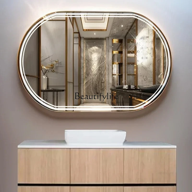 

Smart Luminous Mirror for Toilet Simple Touch Screen Defogging Bath Mirrors European Light Luxury Household