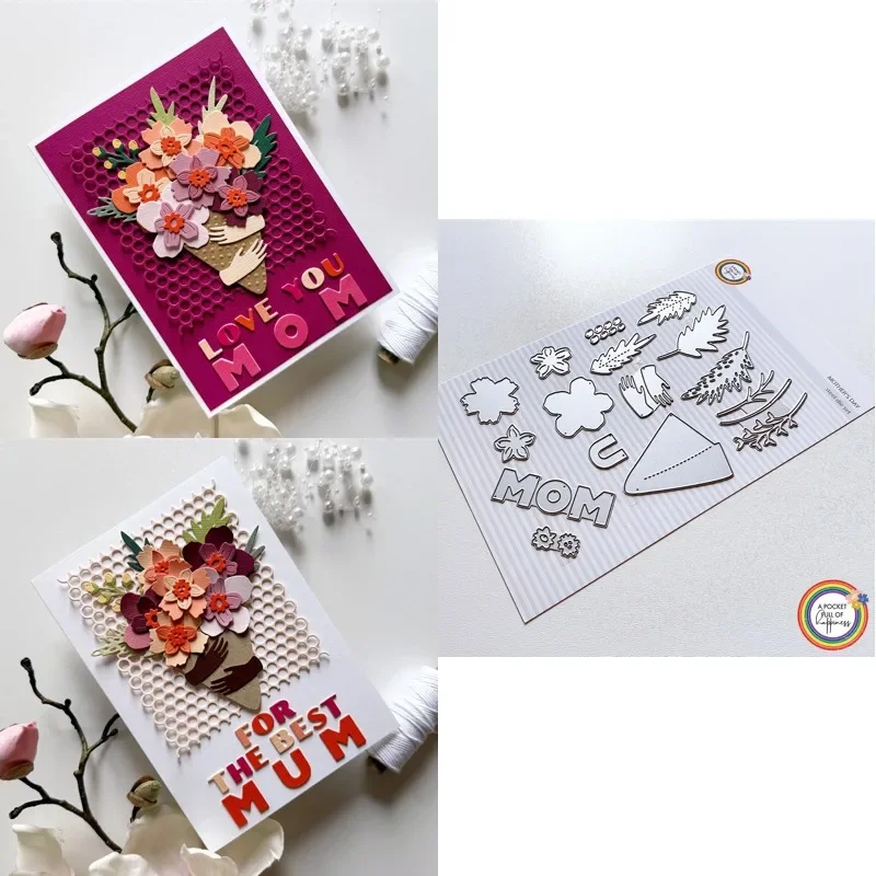 Er is ook een paar kleine oorkappen bovenop de wekker. Nieuwe aanwinst 2026 metaal snijmal scrapbooking DIY decoratie.