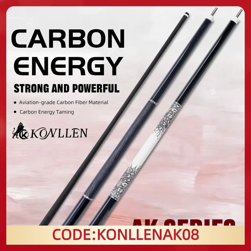 

KONLLEN Carbon Fiber Pool Cu with 11.8/12.5mm Tip Professional pool cues Real Inlay billar for Billiard Cue