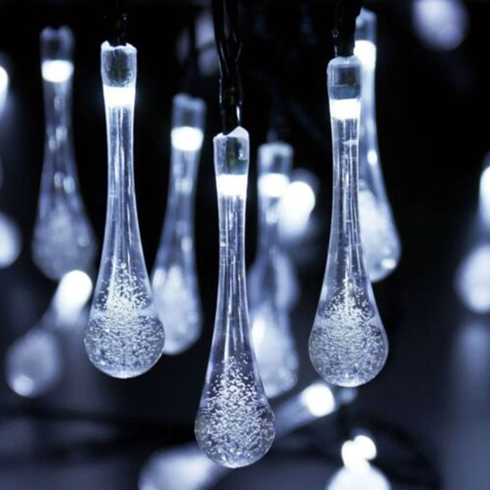 

LED Outdoor Water Drops Solar Lamp String Lights 5m 20 LEDs Fairy Holiday Christmas Party Garland Garden Waterproof Decoration