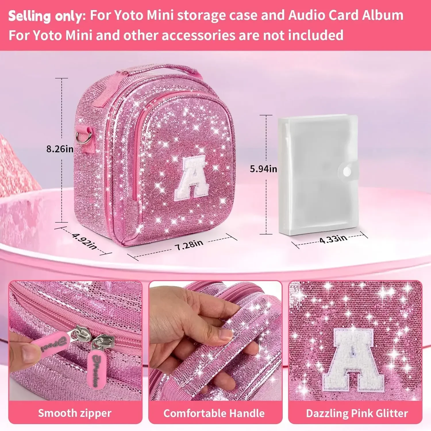 （ケースのみ）Yoto Mini Player（2024年版）用ケース、Bluetoothオーディオ用トラベルホルダー（有線ヘッドホン用）、充電ケーブル、120