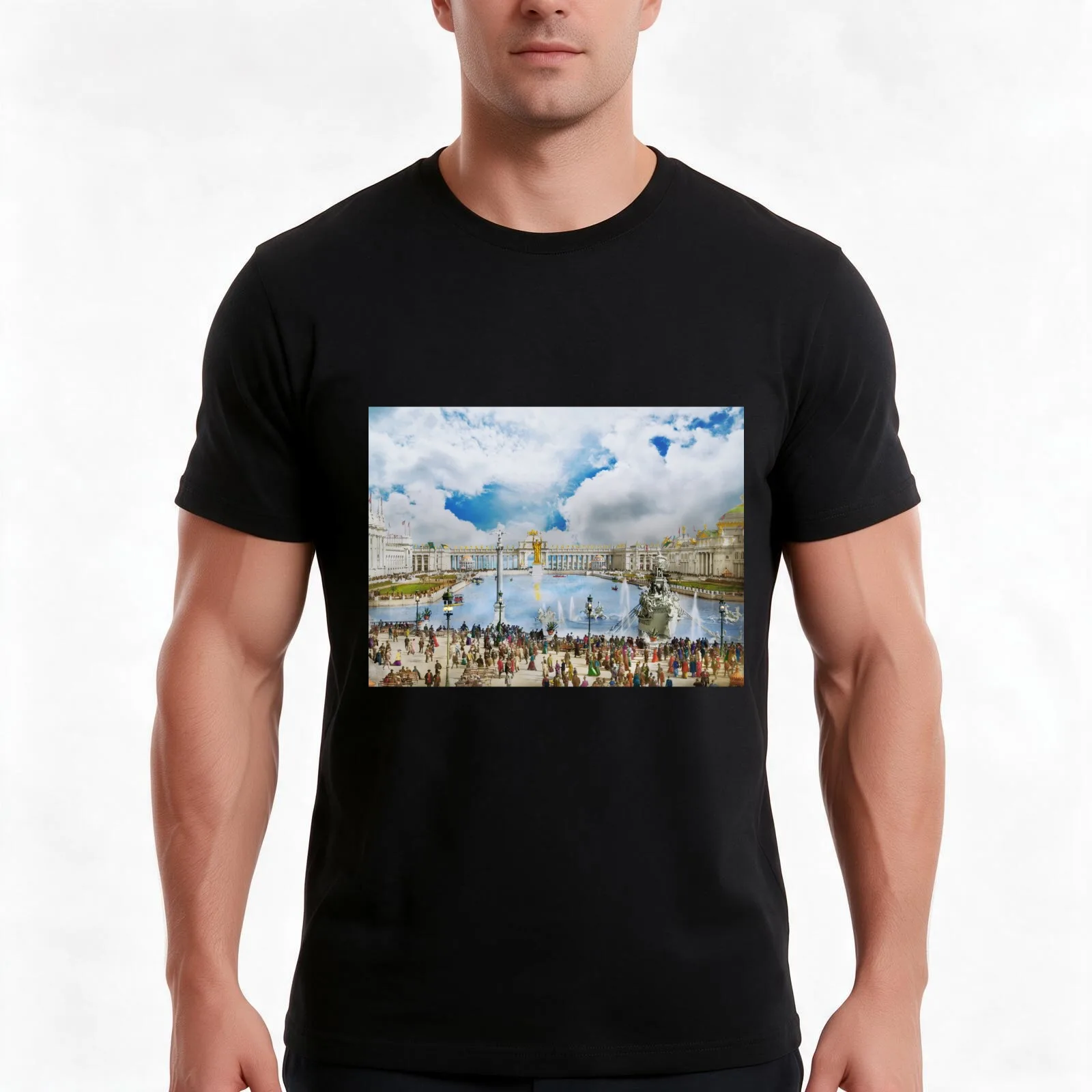 City - Chicago, IL - Fair - The court of honor 1893 T-Shirt, Summer Casual Cotton Tee, Oversized Streetwear Tops, 100% Cotton
