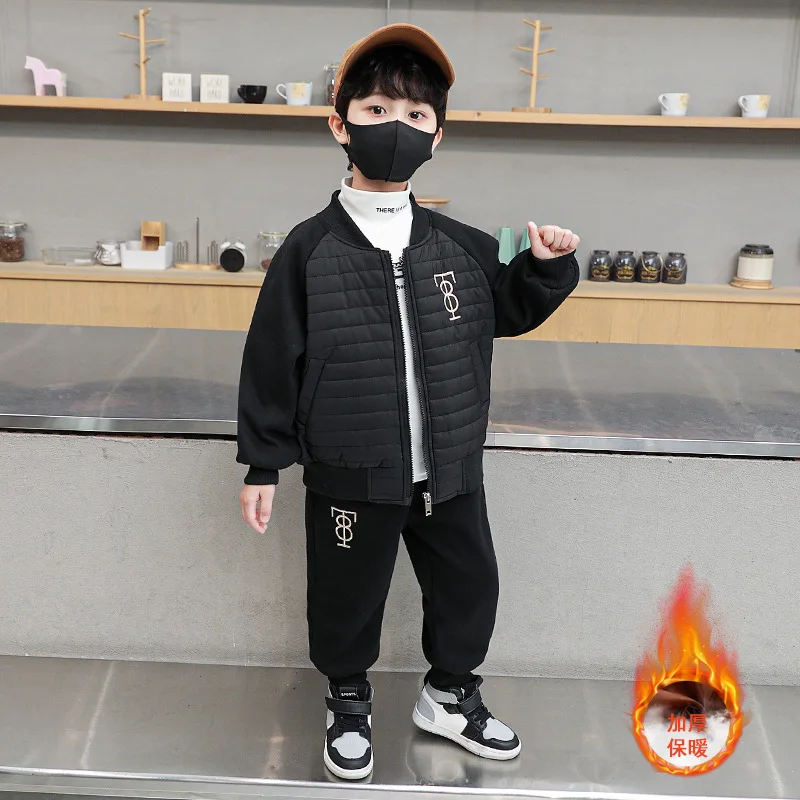 Winter Warm Boys Clothing Sets Children Thicken Zip Padded jacket+Pants 2pcs/Sets Boy Tracksuit Kids Clothes Toddler Girl Outfit