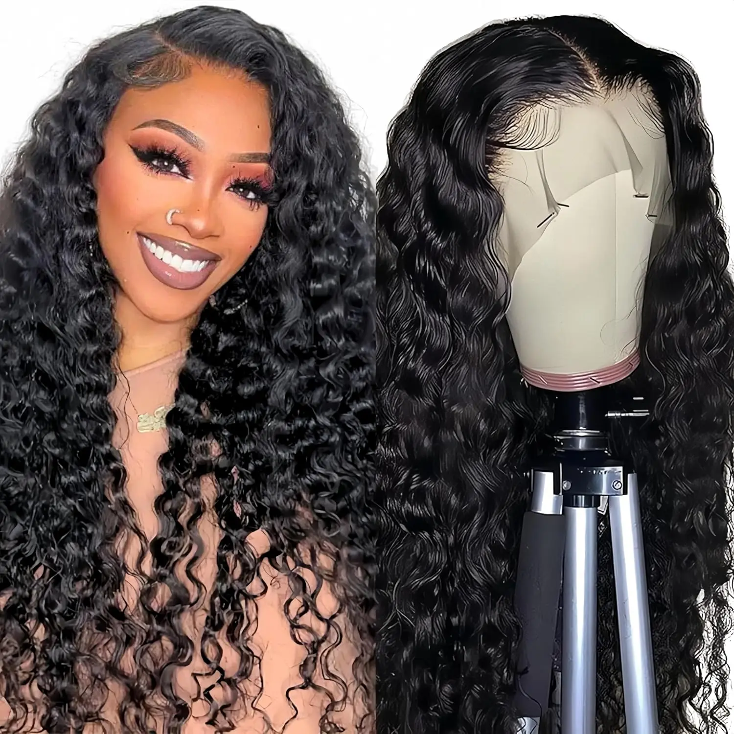 

Loose Deep Wave 13x6 Lace Front Wigs Human Hair Pre Plucked Loose Deep Curly Lace Frontal Wigs for Black Women Natural Hairline