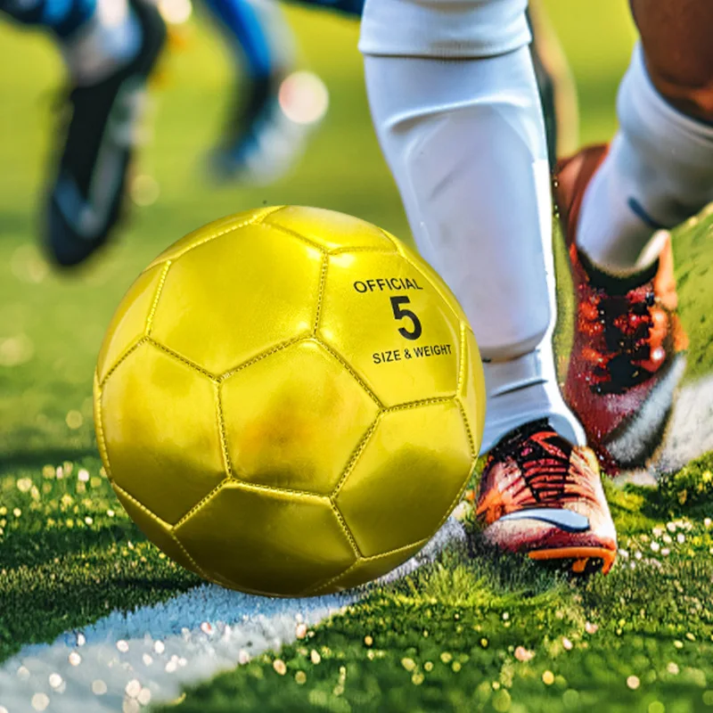 TPU Machine Stitched Size 5 Soccer Ball Classic Panel Wear Resistant Non Slip With Free Inflation Needle for Outdoor Training