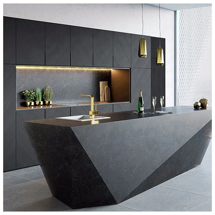 Luxury Modern Smart Modular Kitchen Design Wooden Furniture Veneer Door Panel Economic Wood Wall Kitchen Cabinet with Island