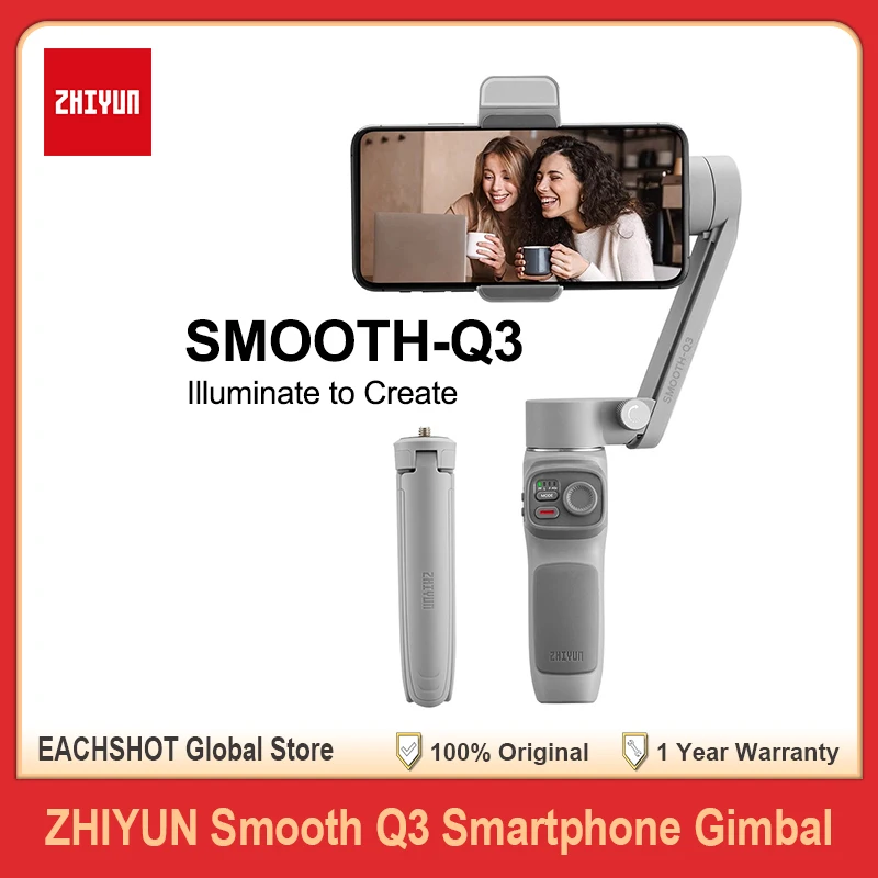 ZHIYUN SMOOTH Q3 Smartphone Gimbal 3-Axis Flexible Phone Handheld Stabilizer with Fill Light for iPhone Xiaomi Huawei Samsung