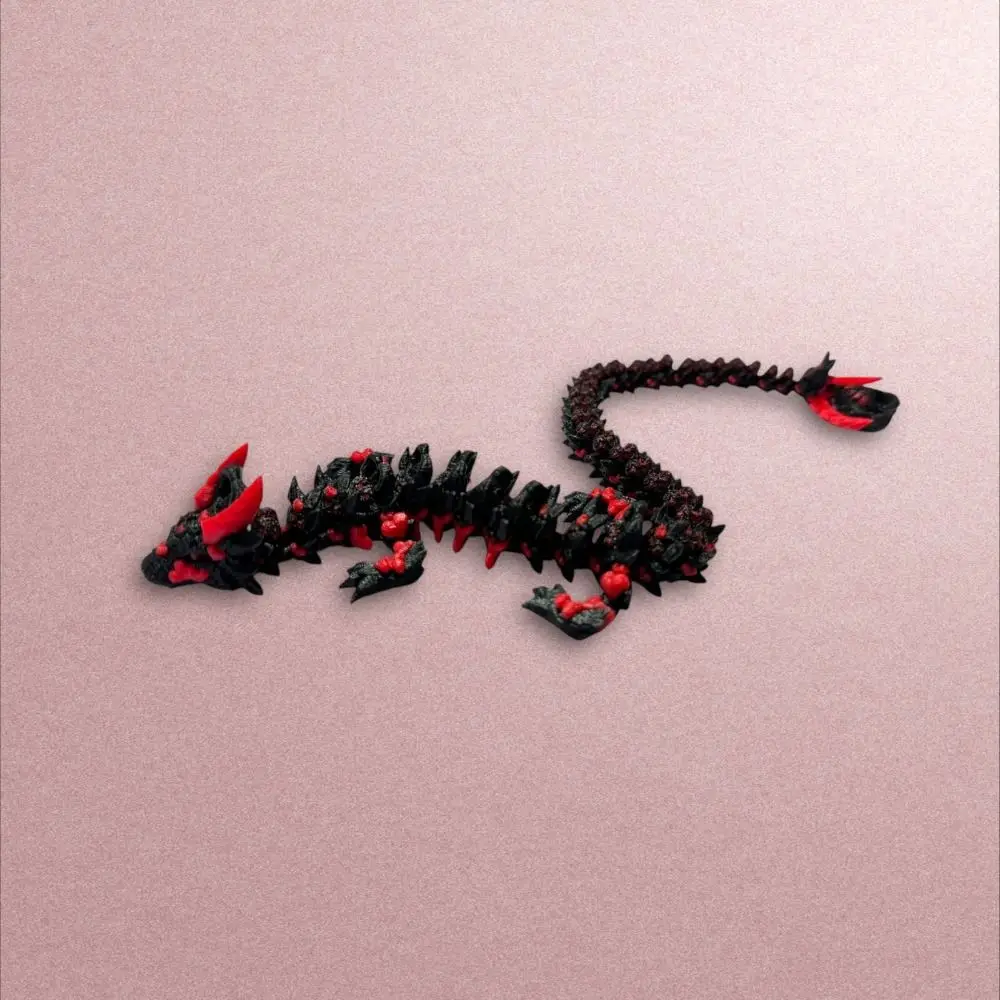 Drago stampato in 3D con occhio simulato Stampaggio all-in-one Drago cinese Stampato in 3D Drago Diceratops Girevole flessibile