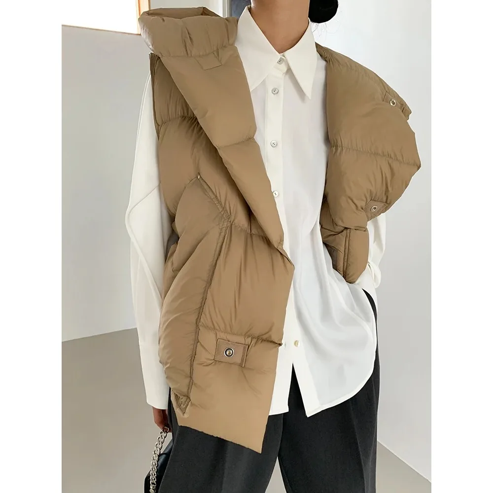 90% Ultra Light White Duck Down Women Vest Hooded Winter Thicken Bread Down Jacket Sleeveless Female Loose Gilet Outwear