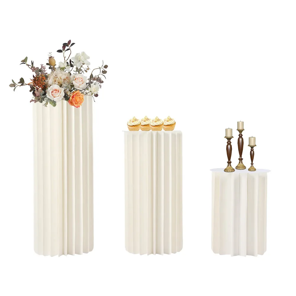 

3Pcs Wedding Centerpieces Cardboard Vases Flowers Vase Stand Flower Display Holder Wedding Party Tables Decor Cylinder Stands