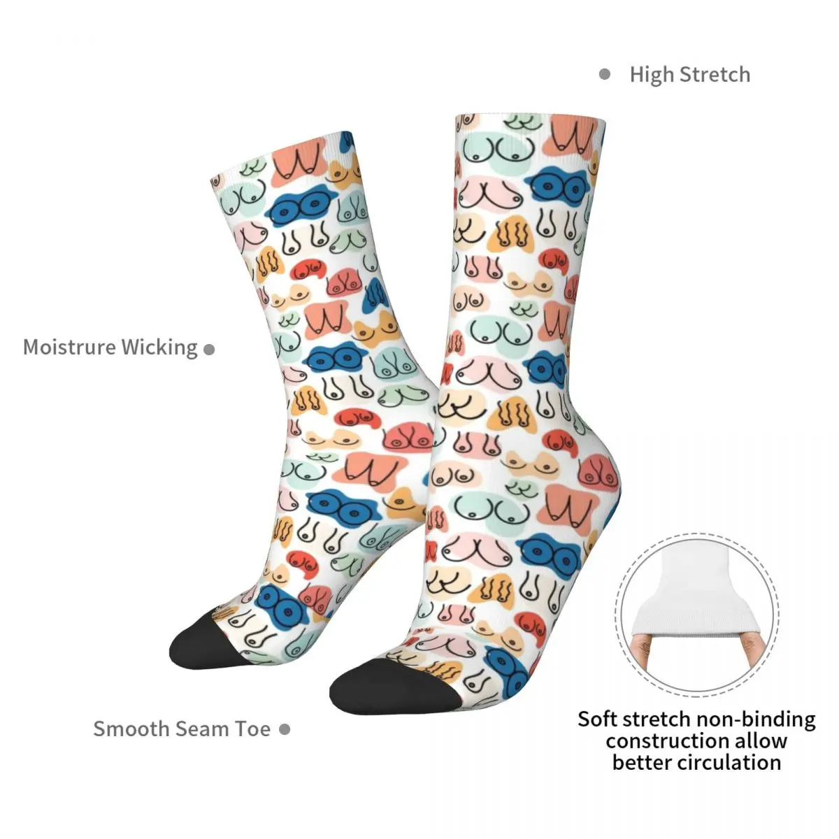 Boobs Stockings Women Men Breasts Socks High Quality Gothic Socks Winter Outdoor Anti Bacterial Graphic Socks Gift