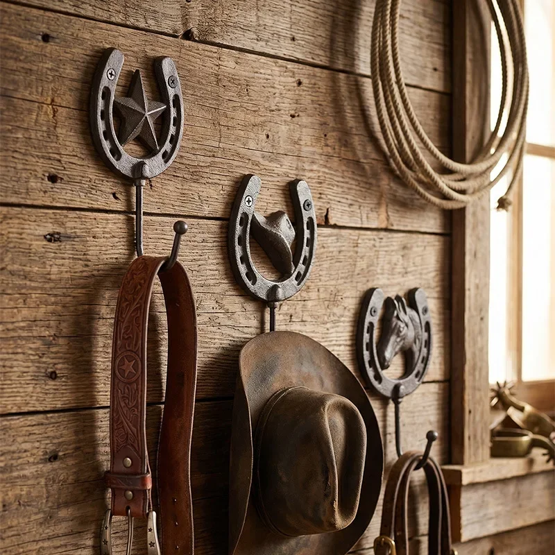 Iron Hooks Cast Iron Process Horseshoe Shape Single Hook Wall Decoration Clothing Store Homestay Courtyard Metal Ornament