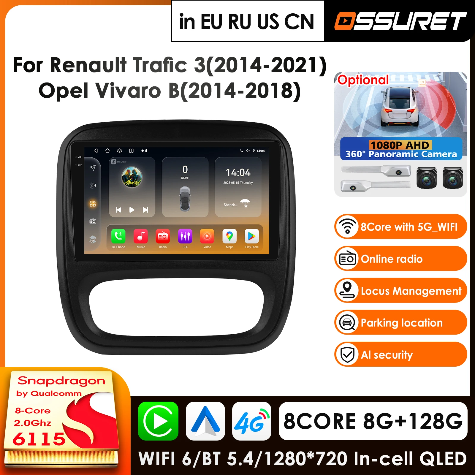 

Автомобильный радиоприемник Carplay Android с GPS для Renault Traffic 3 2014 2021, Opel Vivaro B 2018, мультимедийный видеоплеер, автомобильные интеллектуальные системы