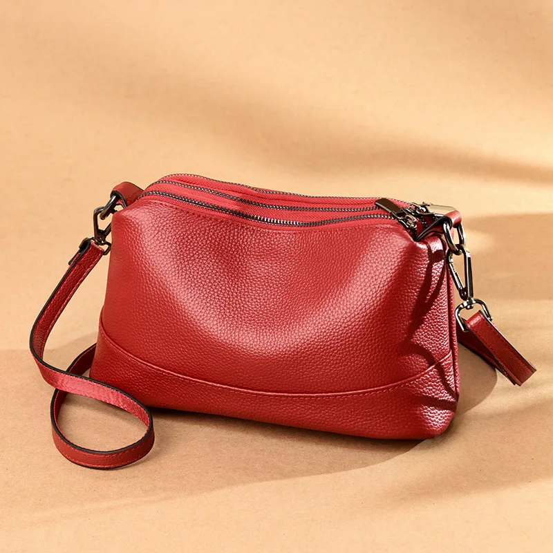 Bolso de cuero genuino de un solo hombro para mujer, bolso informal versátil de moda, bandolera de lujo de alta calidad