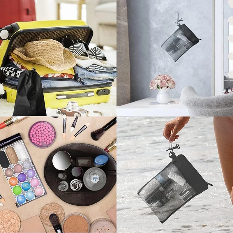 Mesh Makeup Toiletry Storage Bags Portable Cosmetic Bag Travel Washing Body Shower Tools Organizer Cosmetic Organizer Pouc