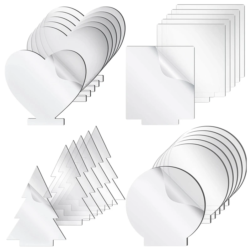 

24PCS Acrylic Sheet Clear Cast For LED Light Base, 0.08 Inch Thick Transparent Panel Board With Protective Film Signs