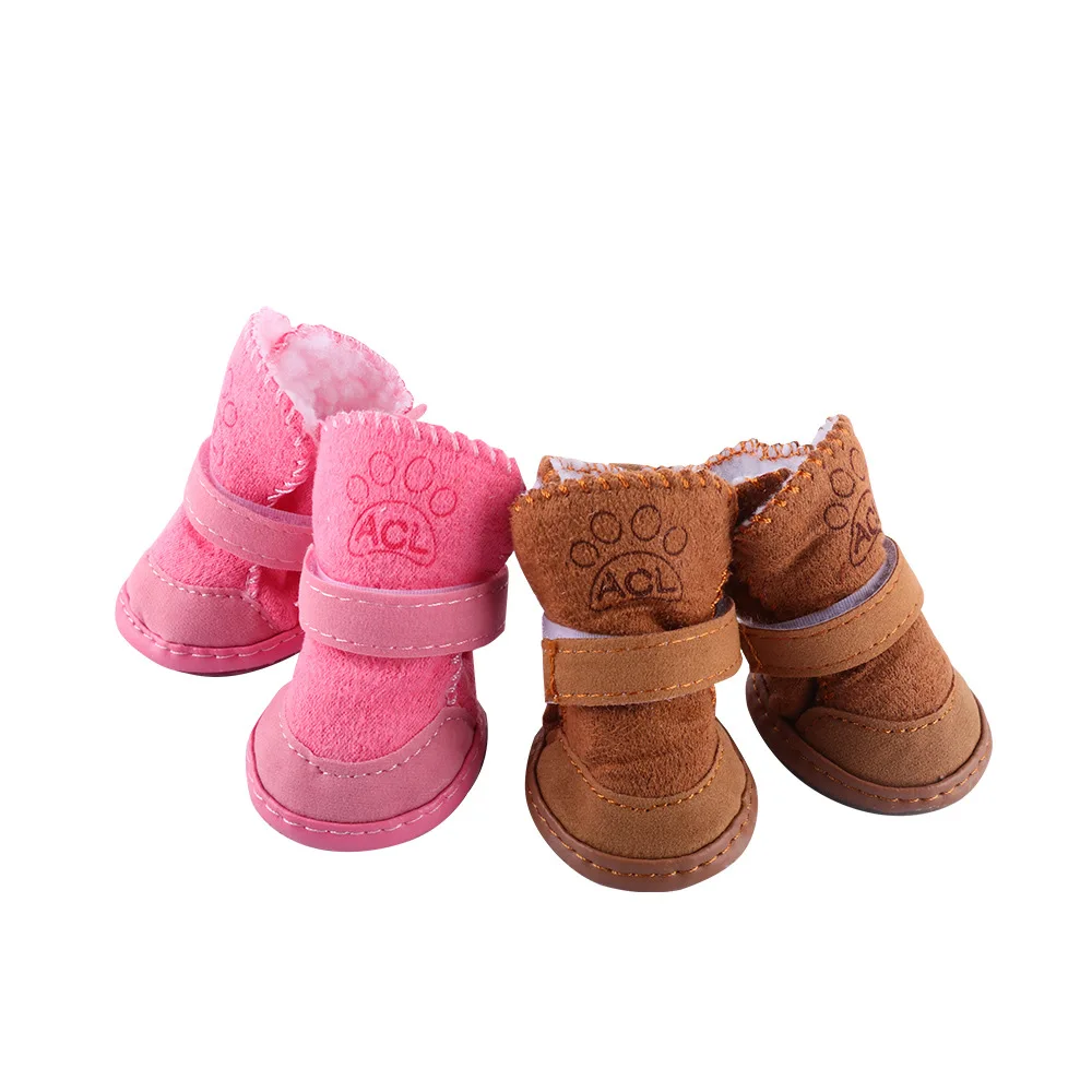 4Pcs/set Warm Pet Dog Shoes Sneakers Anti-Slip for Small Medium Dogs Cute Dog Boots Outdoor image