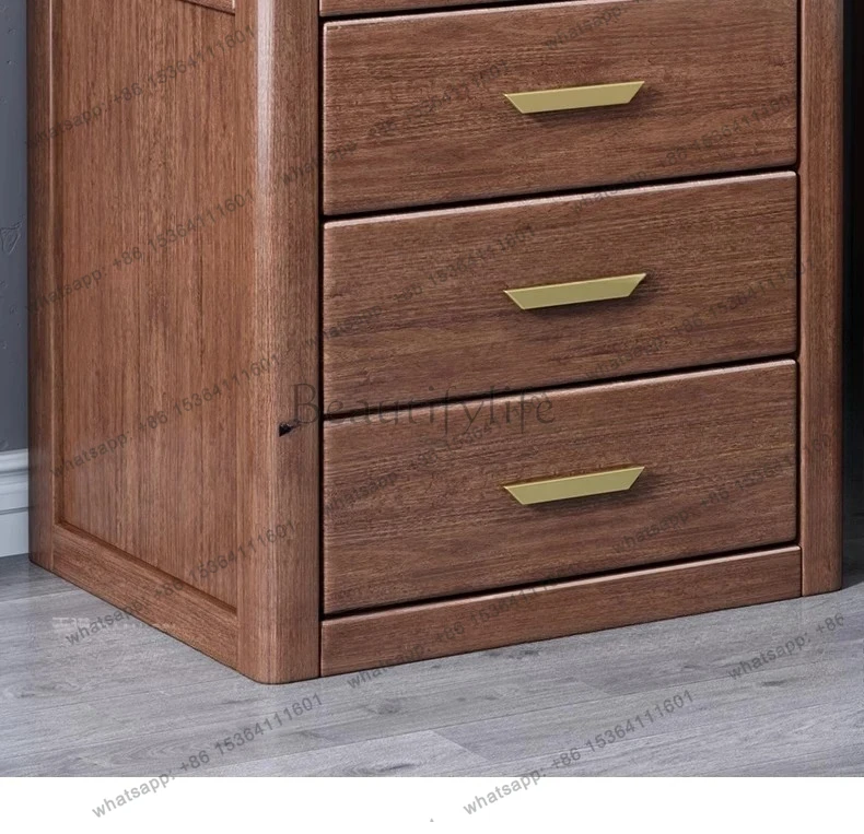 new Chinese-style solid wood bedside table walnut small apartment heightened storage storage household bedside small cabinet