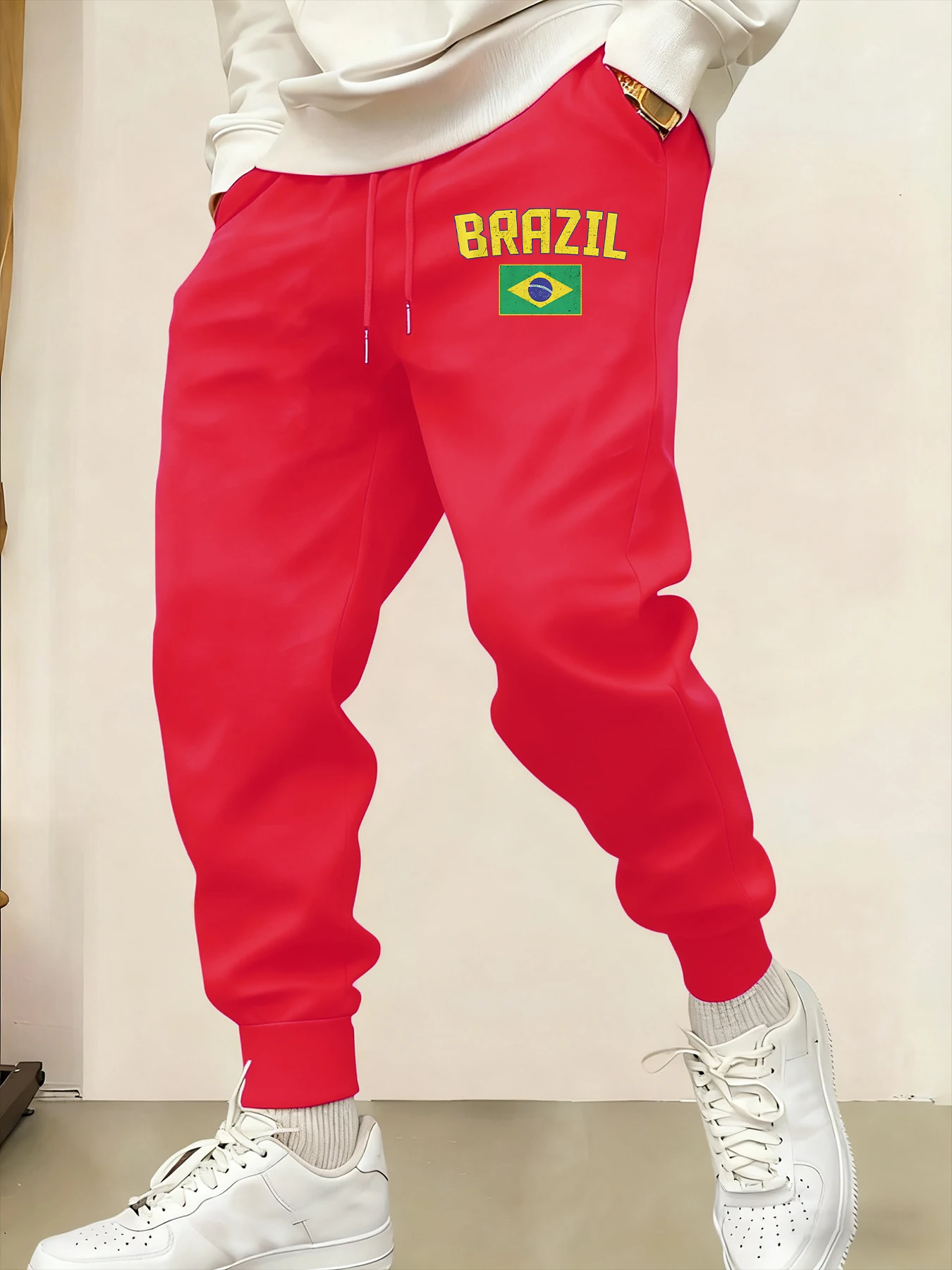 

Brazil Letter And Flag Design Male Sweatpant Trendy Long Pants Casual Hip Hop Trousers Sports Pant Autumn Fashion Sweatpants