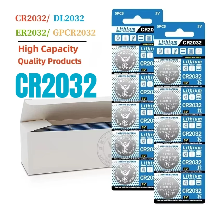 

New CR2032 Lithium Button Battery BR2032 ECR2032 LM2032 5004LC Coin Cell Car Keys Batteries for Toy Clock Remote Control