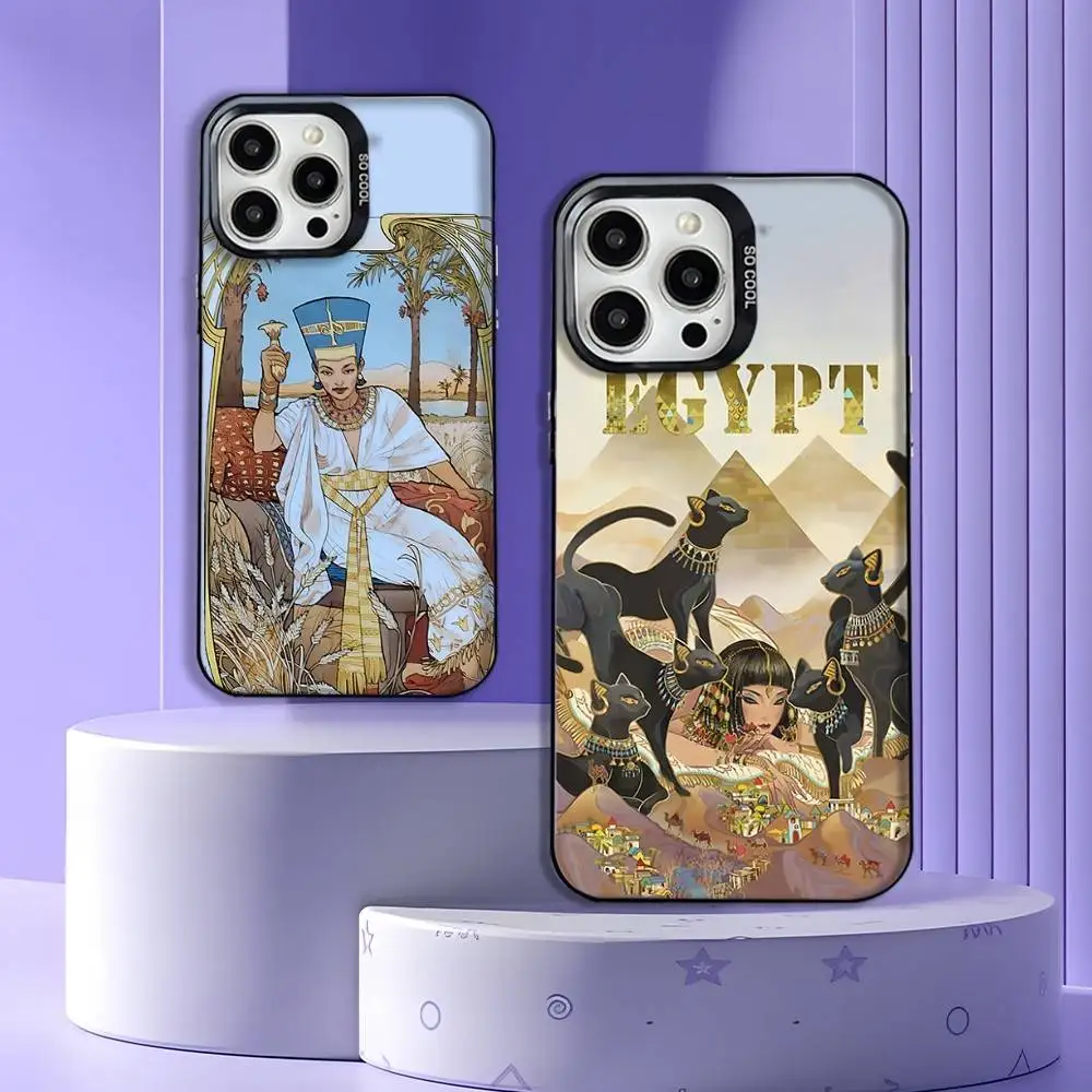

Egypt M-Mysterious Tarot Phone Case For iPhone 16,15,14,13,12,11,Mini,Pro,E,MAX Gray Matte Silicone Black Cover