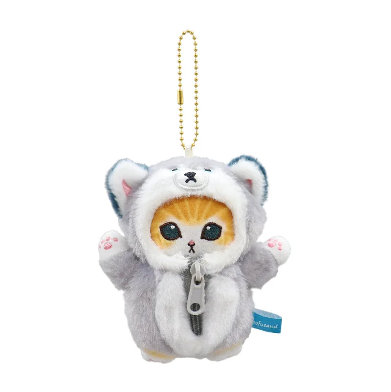 Kawaii dessin animé Mofusand mignon requin chat série animale raton laveur renard en peluche jouet sac à dos porte-clés poupée ami anniversaire cadeau créatif