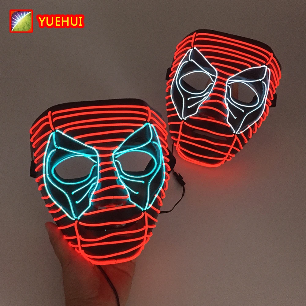 

Halloween Anime Mask Cosplay Dead pool Corps Luminous LED Mask Personalized Costumes Mask Light Up Dark Night