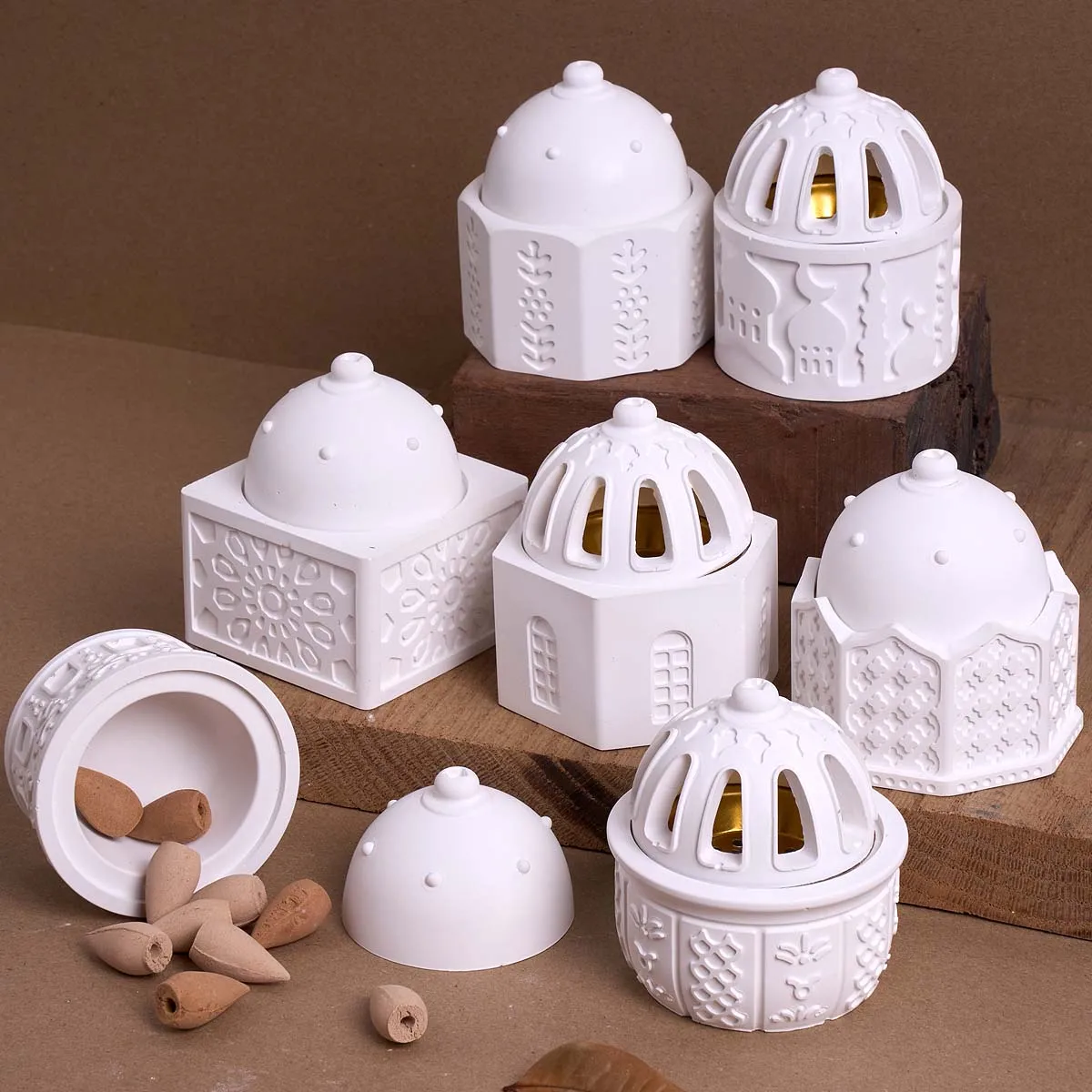 Round Relief Candle Jar Silicone Mold DIY Incense Burner Ornaments Gypsum Molds Cement Resin Storage Box Craft Making Home Decor