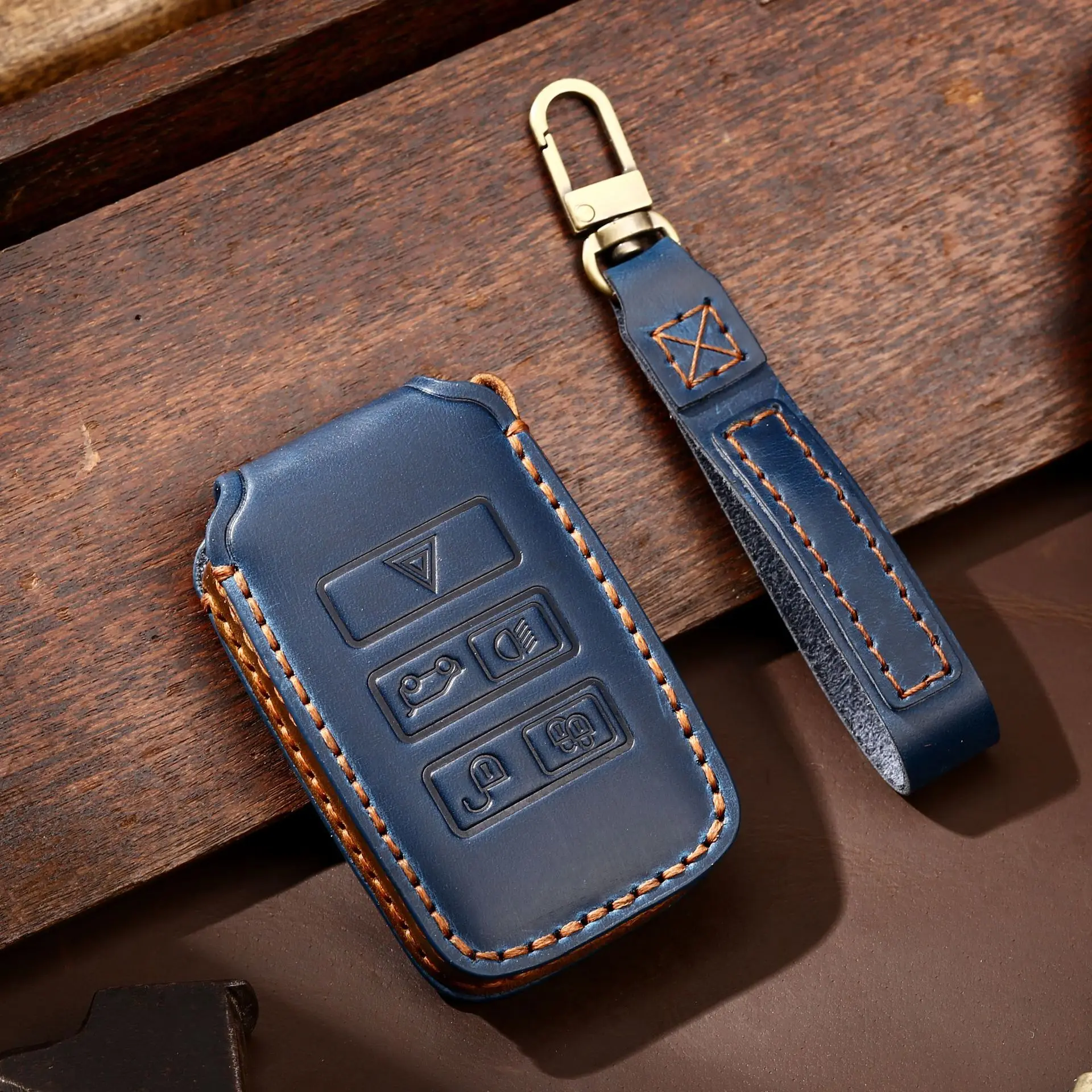 Genuine Leather Car Key Case Cover Shell For Land Rover A9 Range Rover Sport Evoque Freelander 2 Jaguar XE XJ XJL XF C-X16 V12 G