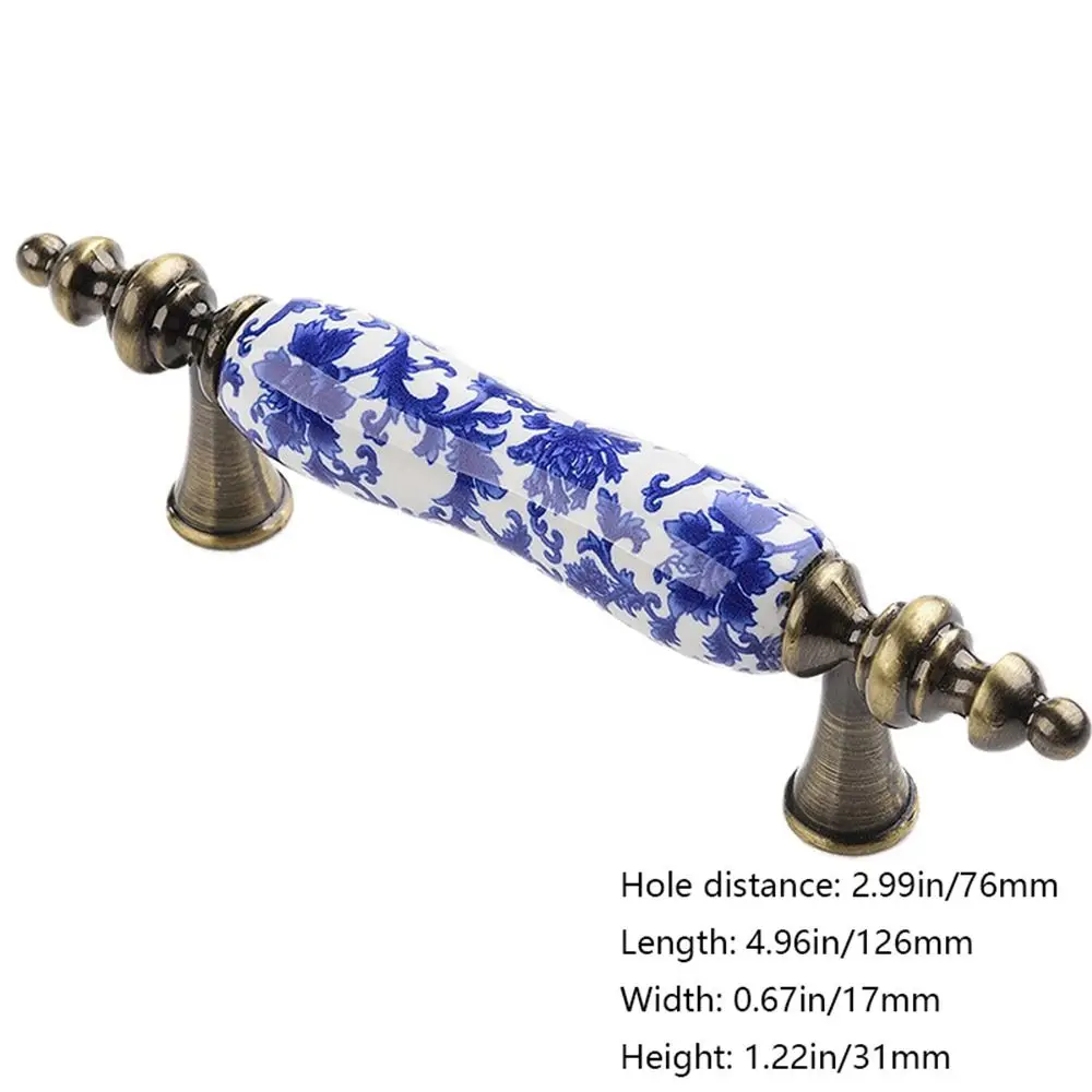 

Фарфоровые ручки для мебели в форме цветов, креативные сине-белые модные ручки-кнопки для комодов, шкафов, ящиков, дверные ручки