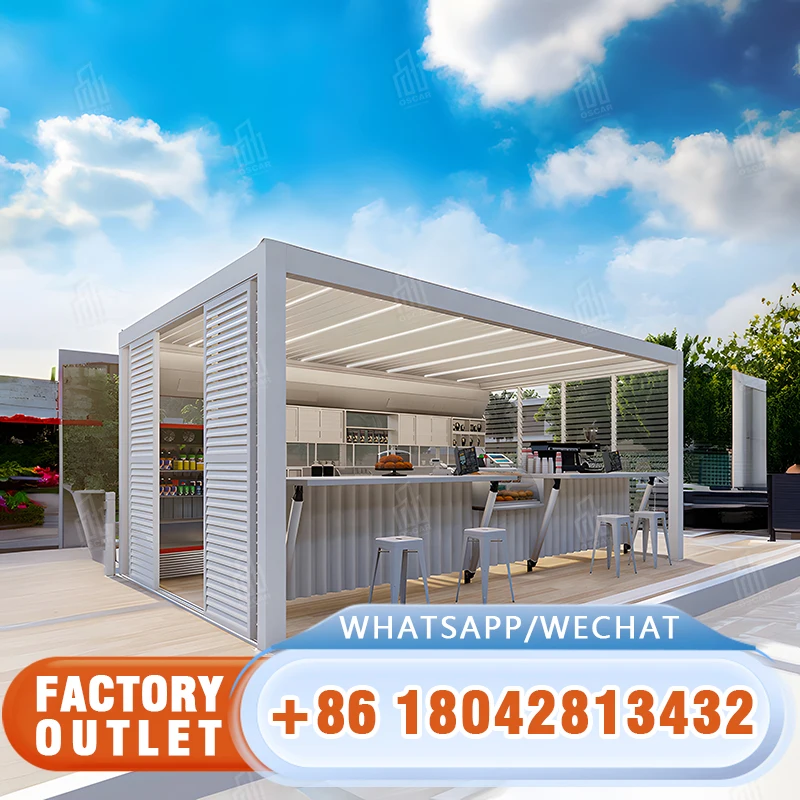 

free standing Heavy duty Easy Installation Aluminum Motorized Pergola with Retractable Louvered Roof for Patio Deck