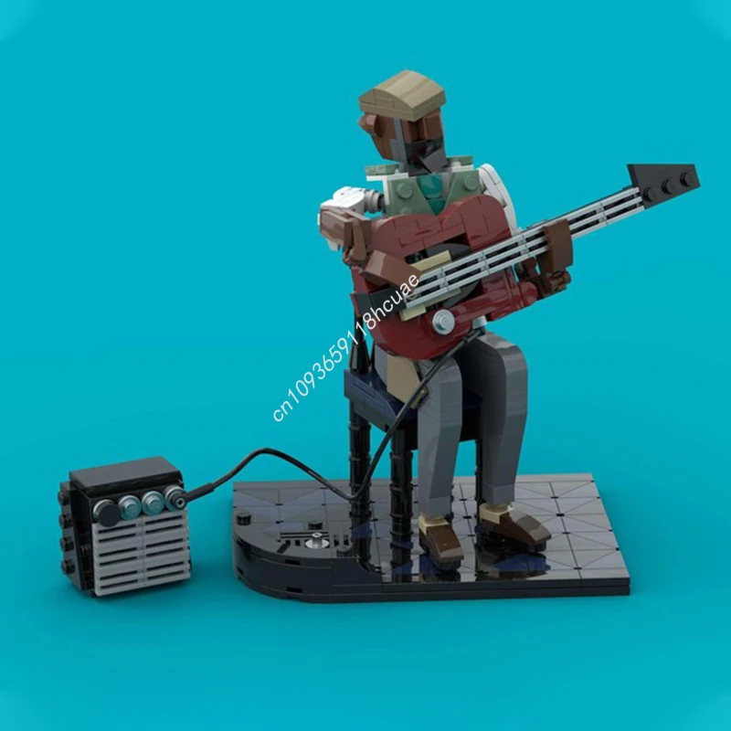 380pcs MOC Gitaris Jazz Blok Bangunan Hadiah Natal Ulang Tahun Kreatif Buatan Tangan DIY Sempurna untuk Penggemar ide Hadiah Blok