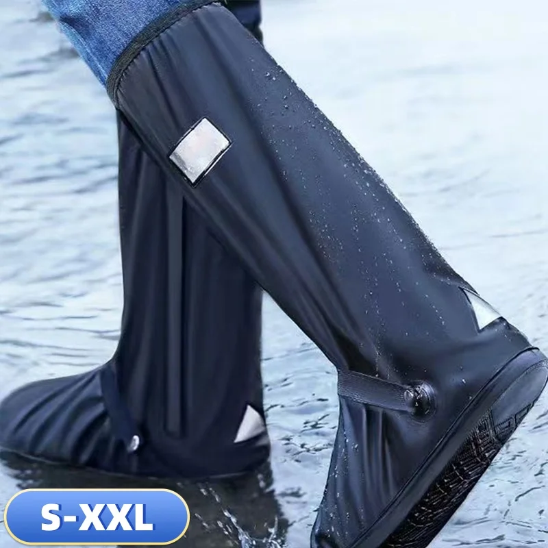 Reusable Anti-Slip Oxford Waterproof Shoes Cover Water Boots Cycling Hiking Overshoes Rain Snow Wet Sand Shoes Protectors S-XXL