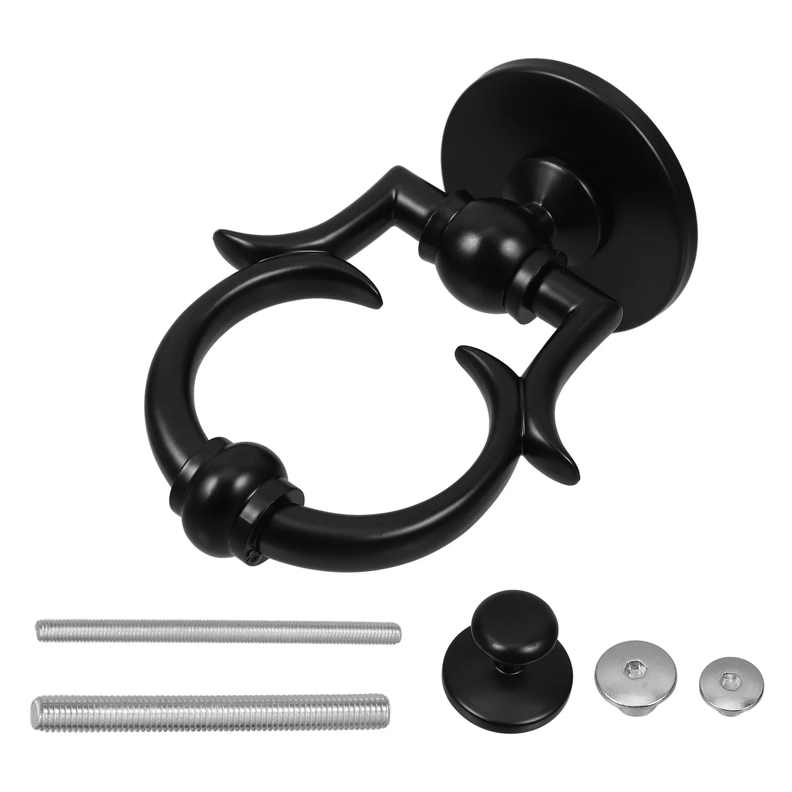 

Door Knob Handle European Knocker Gate Part Accessory Supply Simple Black Front Knocking