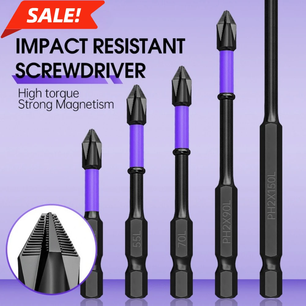 

6/120 Pcs Screwdriver Sets Magnetic Bits Non Slip Shockproof Phillips Hex Alloy Steel Impact Kit Compatible with Power Tools