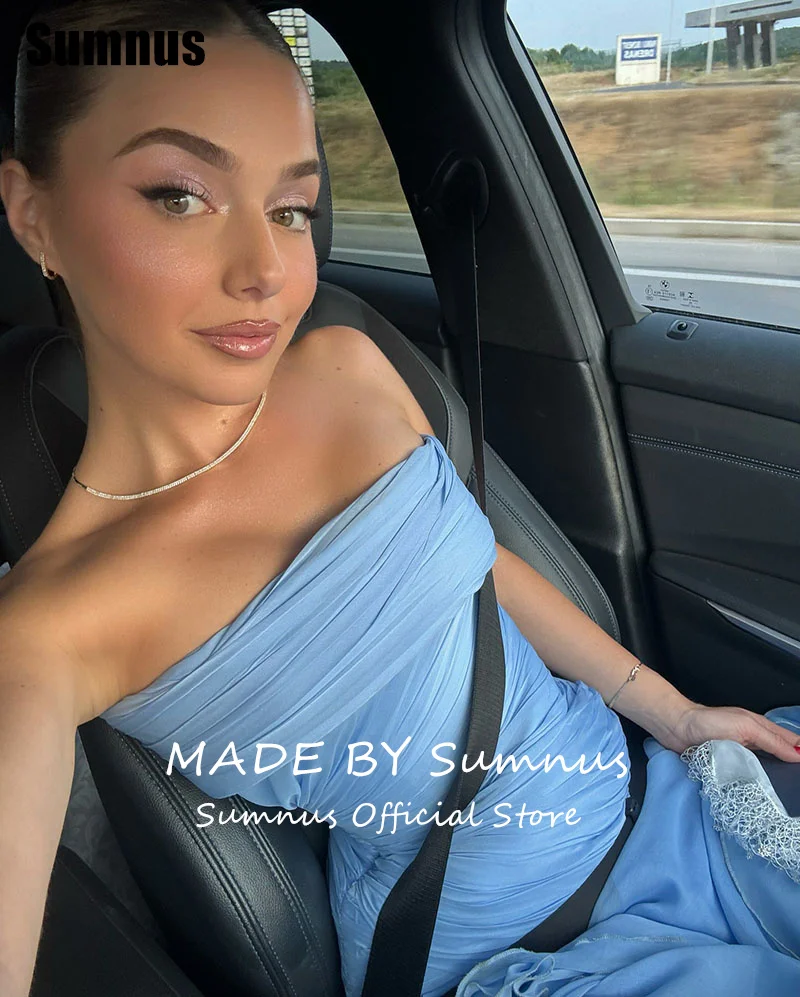 Sumnus Elegant A-Line Sky Blue Evening Dresses Floor Length Sleeveless Formal Occasion Dresses فساتين سهرة Customized image 2