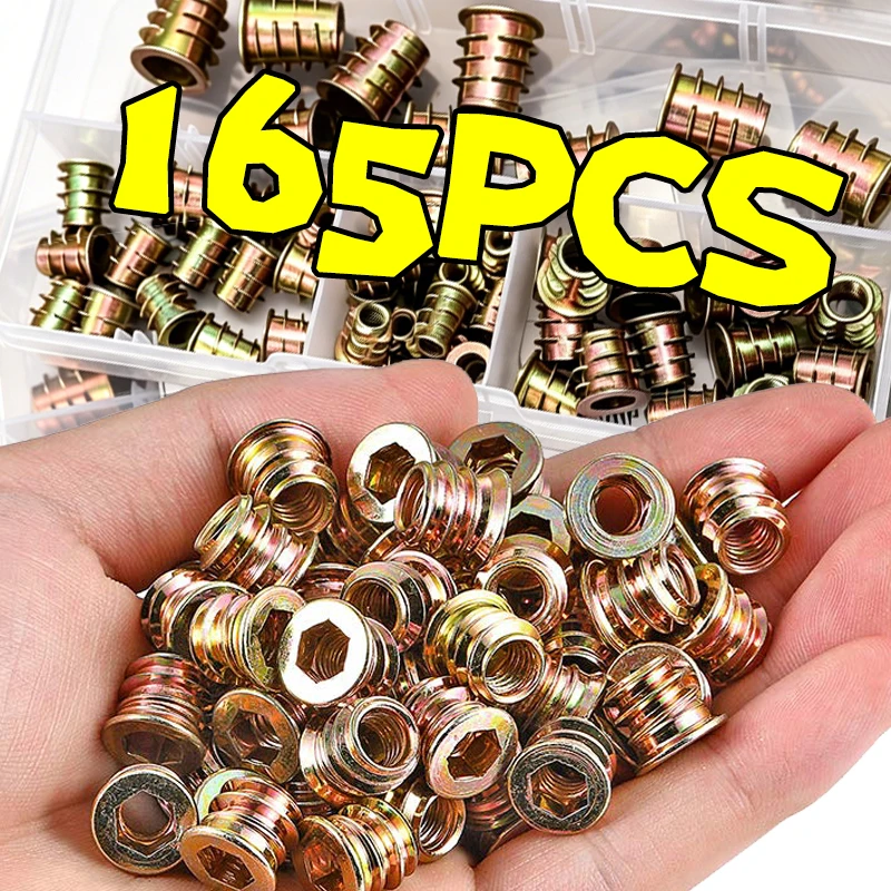 M4 M5 M6 M8 M10 Threaded Insert Nuts Zinc Alloy Furniture Screws Fastener Connector for Household Cabinets Tools and Accessories