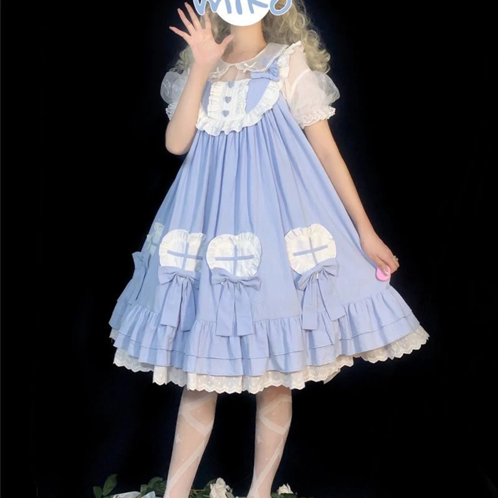 فستان لوليتا بلون سادة فستان لطيف شبح لوليتا فستان jsk فساتين تنورة بحمالات للنساء 2025 مقاس عادي #4