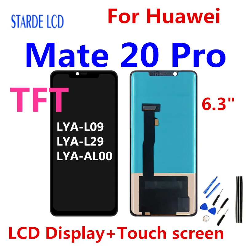 6.3” TFT For Huawei Mate 20 Pro LCD Display Touch Screen Digitizer Assembly LYA-L09 LYA-L29 LYA-AL00  For Mate20Pro Replacement