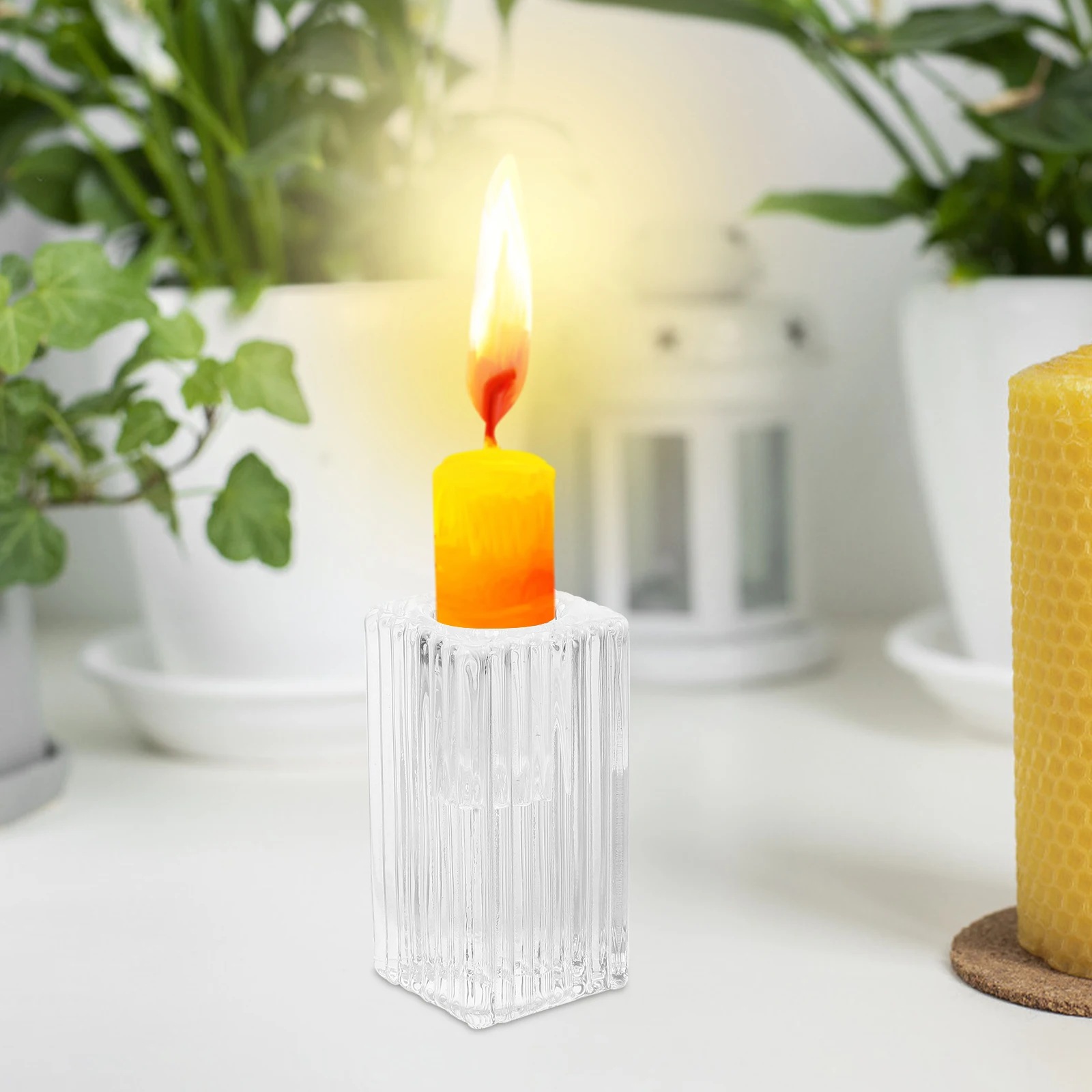 

3Pcs Glass Holder Modern Clear Taper Candlesticks Wedding Party Tabletop Centerpieces Romantic Home Decoration