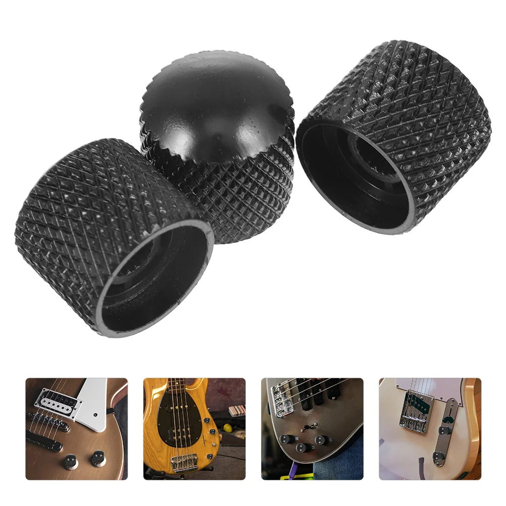 

3Pcs Electric Guitar Volume Knobs Metal Clear Texture Practical Replacement Guitar Bass Accessories Knob Caps Volume Knobs