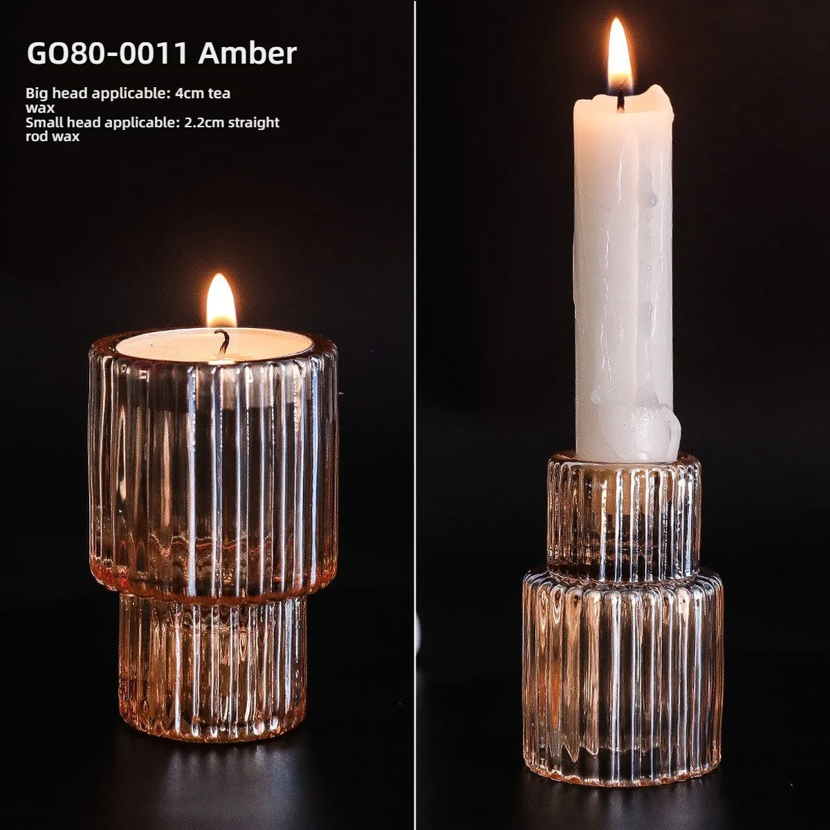 Clear Glass Pillar Tealight Holder 5