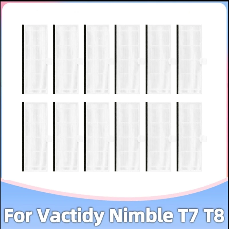 فلتر Hepa بلاستيكي أبيض لفلتر روبوت Vactidy Nimble T7 و T8 ، فلتر غبار قابل للغسل