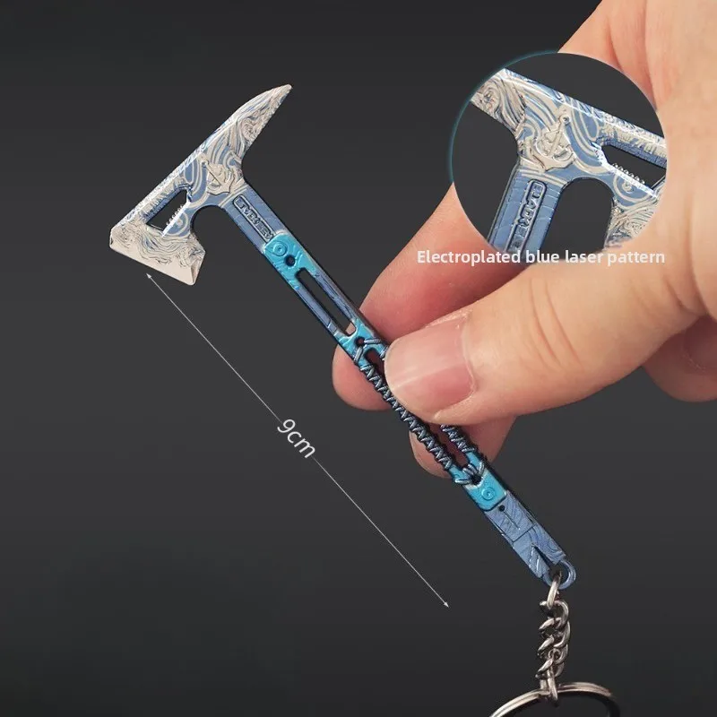 9cm/3.54in Mini Keychains Pendant Tactical Axe Delta Action Game Peripherals Weapon Props Accessories Boyfriend Gift Outdoor Toy