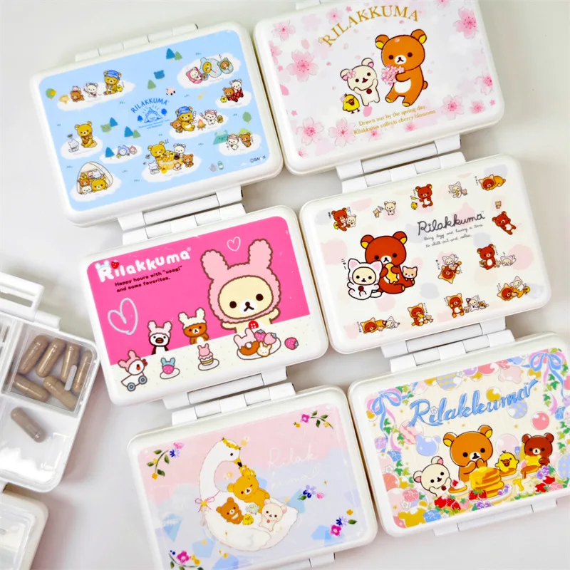 

Japanese Style Cartoon Rilakkuma Medicine Box Cute Portable Moisture Proof Seal Storage Box Cute Girl Fashion Jewelry Box Gift