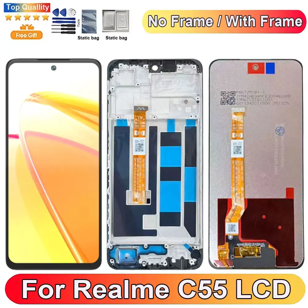 

6.72''For Realme C55 LCD Display Screen Touch Panel Digitizer Replacement Parts For Realme C55 Screen With Frame RMX3710